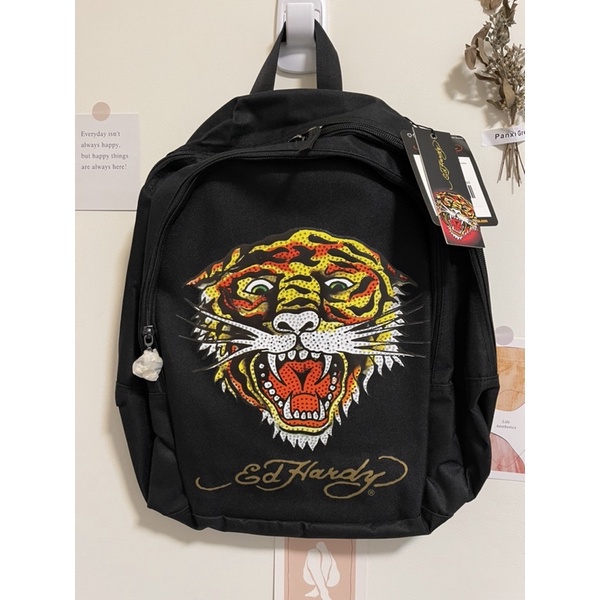 正品 ED Hardy 水鑽版 虎頭雙層大後背包 後背包 虎頭包 大包 包包 後背 外出包 潮牌