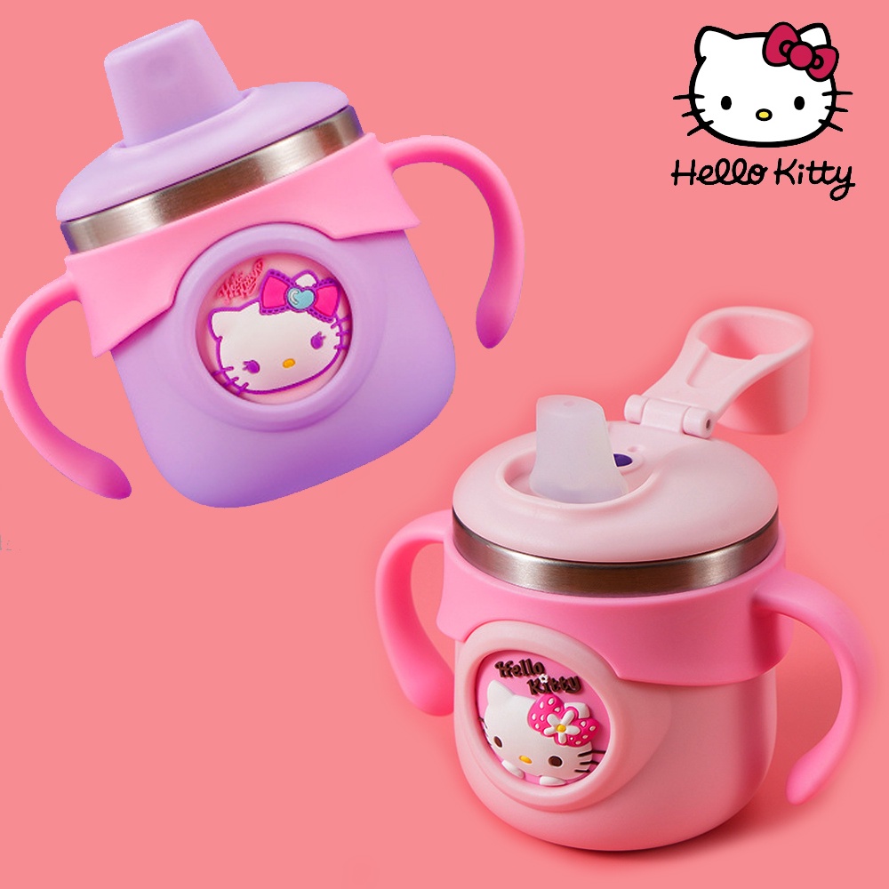 STAR BABY-HELLO KITTY凱蒂貓立體圖案兒童用316不鏽鋼刻度牛奶杯/學習杯/吸管杯 260ML