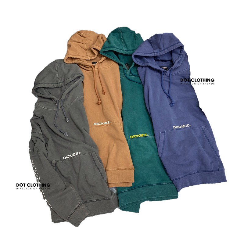 Dickies Originals Hoodie 灰 綠 深藍 土黃 復古 水洗 手臂字 刷舊 帽T 毛巾布 DOT聚點