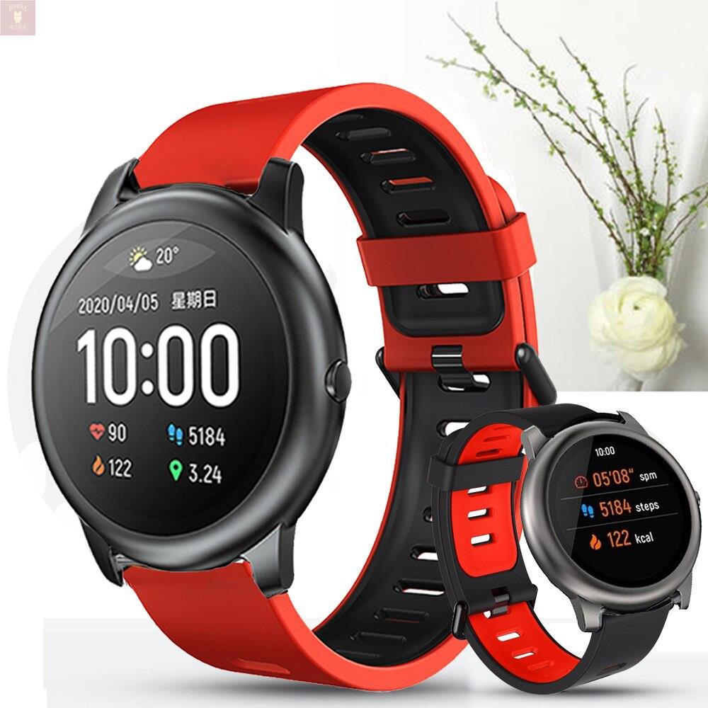 【熱銷熱賣】簡約素色多孔矽膠錶帶 防水錶帶 替換錶帶 適用Xiaomi Haylou Solar LS05 22mm