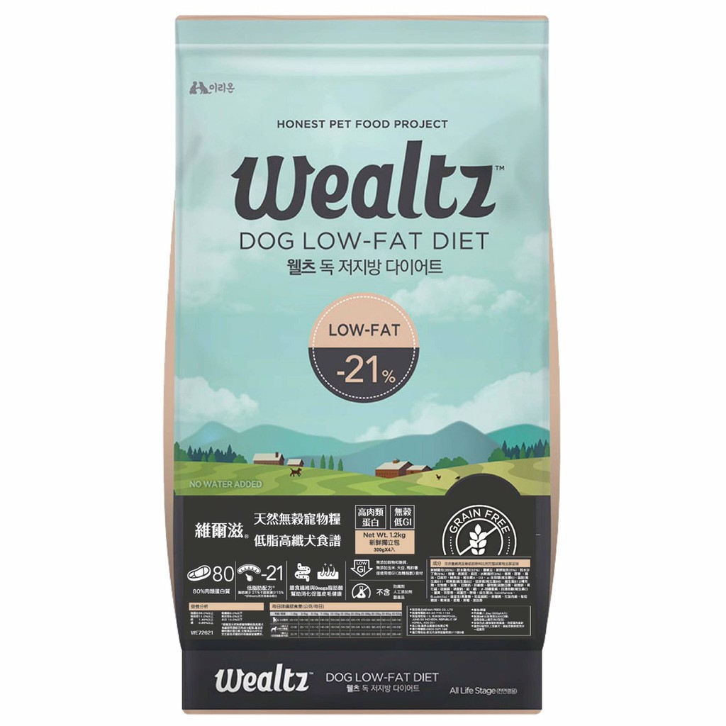 Wealtz 維爾滋 狗飼料 低脂高纖犬 1.2公斤 2.1公斤 6公斤 天然無穀原裝包 維爾茲