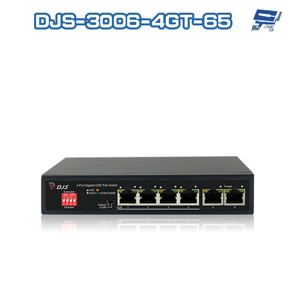 昌運監視器 DJS-3006-4GT-65 4埠 10/100/1000Mbps GE PoE 網路交換器 交換機