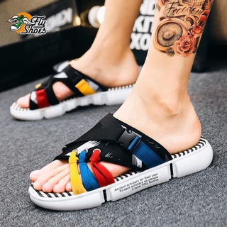 免運【flyshoes】男士拖鞋平底防滑靜音懶人鞋 夾腳人字拖男男拖鞋防滑外穿涼鞋一字拖沙灘夏天男士網紅