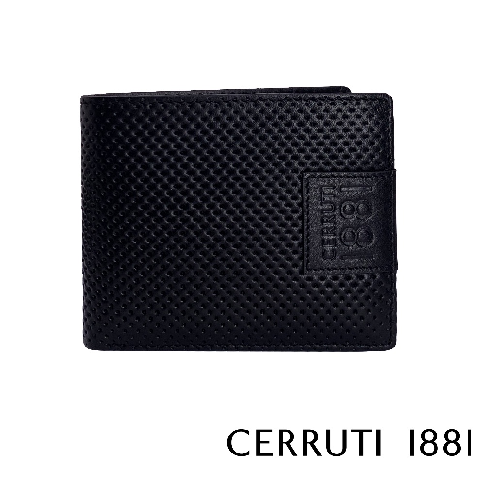【Cerruti 1881】頂級 義大利 小牛皮 12卡 短夾 KLAUS系列(黑色 CEPU05539M)