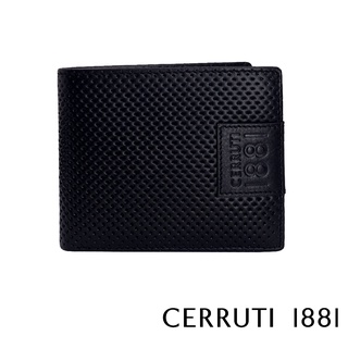 【Cerruti 1881】頂級 義大利 小牛皮 男用短夾 6卡 短夾 KLAUS系列(黑色 CEPU05538M)