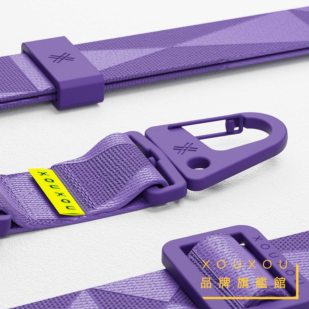 XOUXOU / 28mm多功能扁帶掛繩-深紫色Purple Pattern 可支援相機 掛繩手機殼 手機夾片