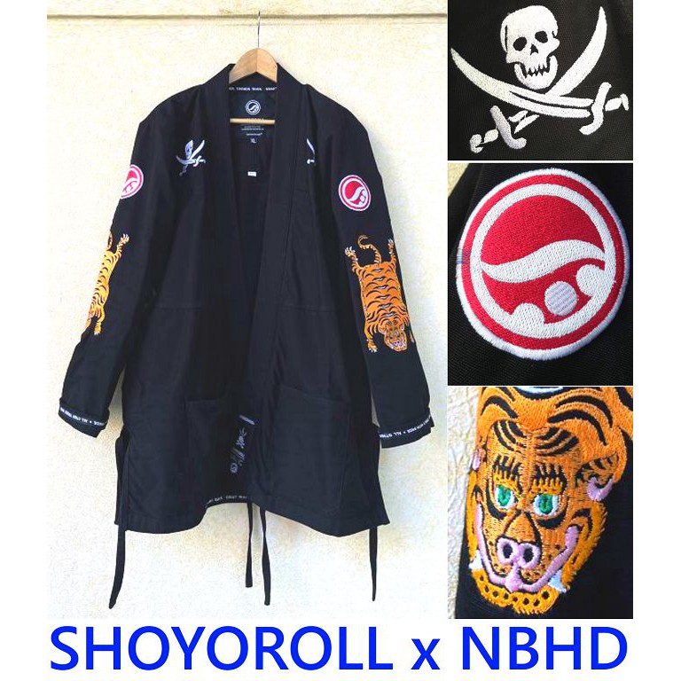 BLACK近全新SHOYOROLL x NEIGHBORHOOD刺繡老虎NBHD柔術外套罩衫