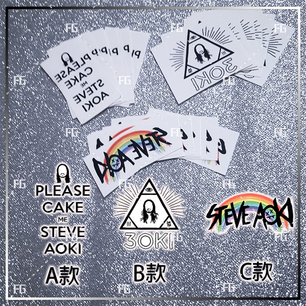 FG派對人►Steve Aoki 彩虹LOGO 防水紋身貼 電音 派對周邊  紋身 貼紙 日落