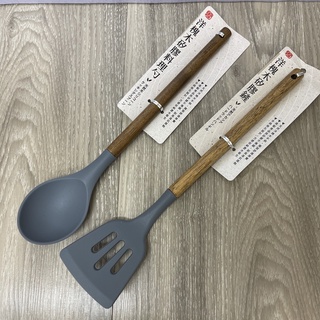 花媽 BESTECK 洋槐木矽膠湯勺/矽膠孔鏟 不沾鍋專用煎匙/湯杓