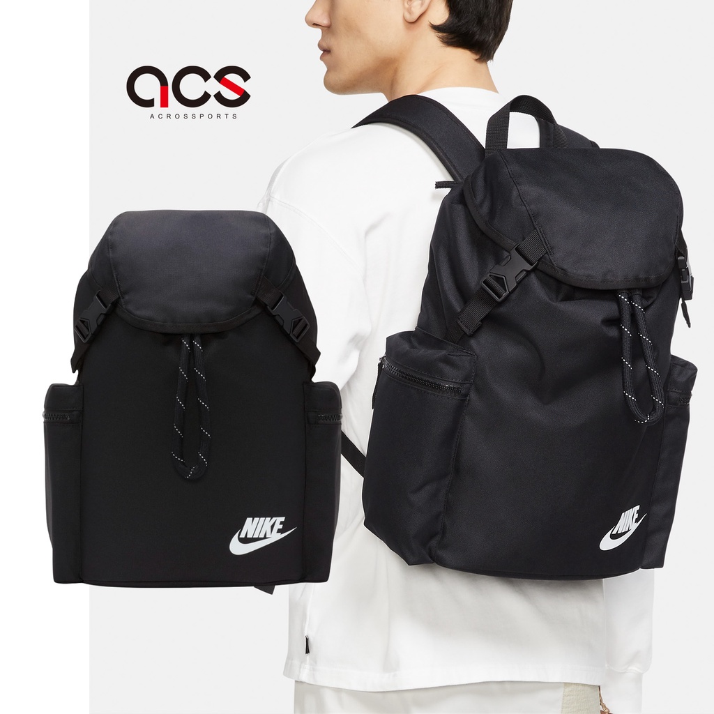 Nike 包包 Heritage 男女款 黑 後背包 翻蓋 掀蓋 束口 抽繩 【ACS】DB3302-010