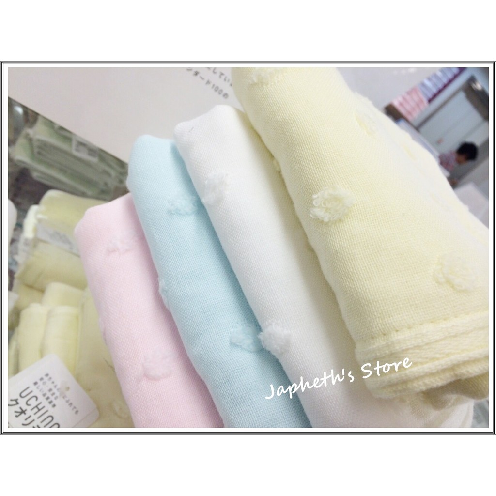 (百貨專櫃品牌)日本製Uchino Towel Gallery特殊無撚系的點點紗布毛巾/精品毛巾