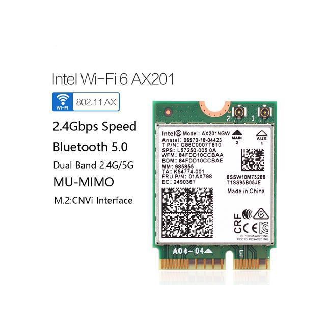 Intel WiFi 6最高速無線網卡AX201 802.11AX M.2 CNVio2 藍芽5.2