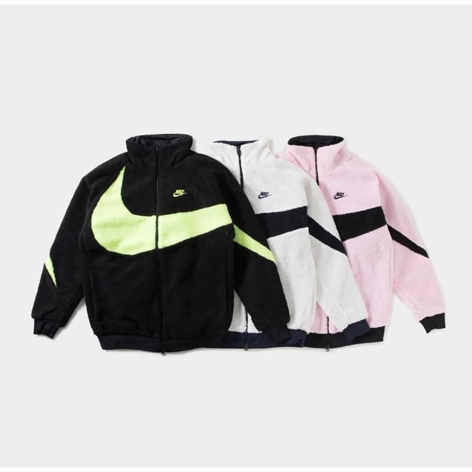 big swoosh boa jacket