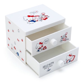 【PINK】 Hello Kitty雙層抽屜桌上型收納櫃/收納盒/飾品盒