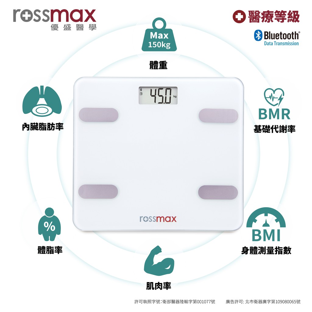 【rossmax】優盛 藍牙體重體脂計(LS212-B)