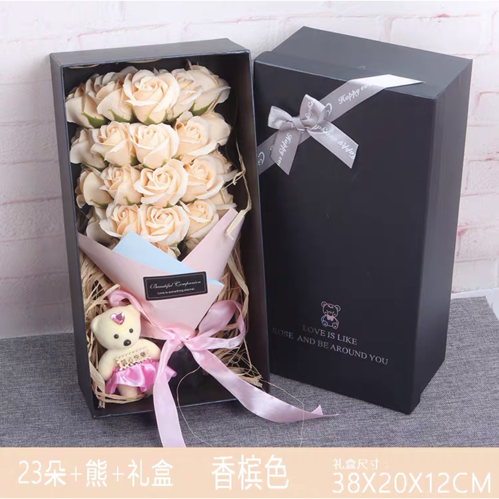 推薦 送禮首選 23朵玫瑰花束 情人節花束 畢業禮物 生日花束 情人節玫瑰香皂花束禮盒 交換禮物 乾燥花 蝦皮購物