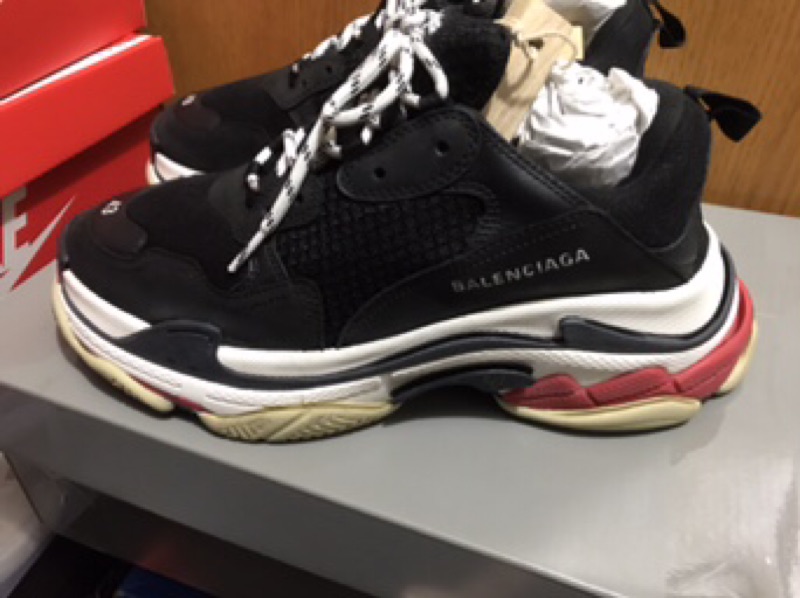 Balenciaga Triple S Runner Leather And Mesh Trainers in Navy