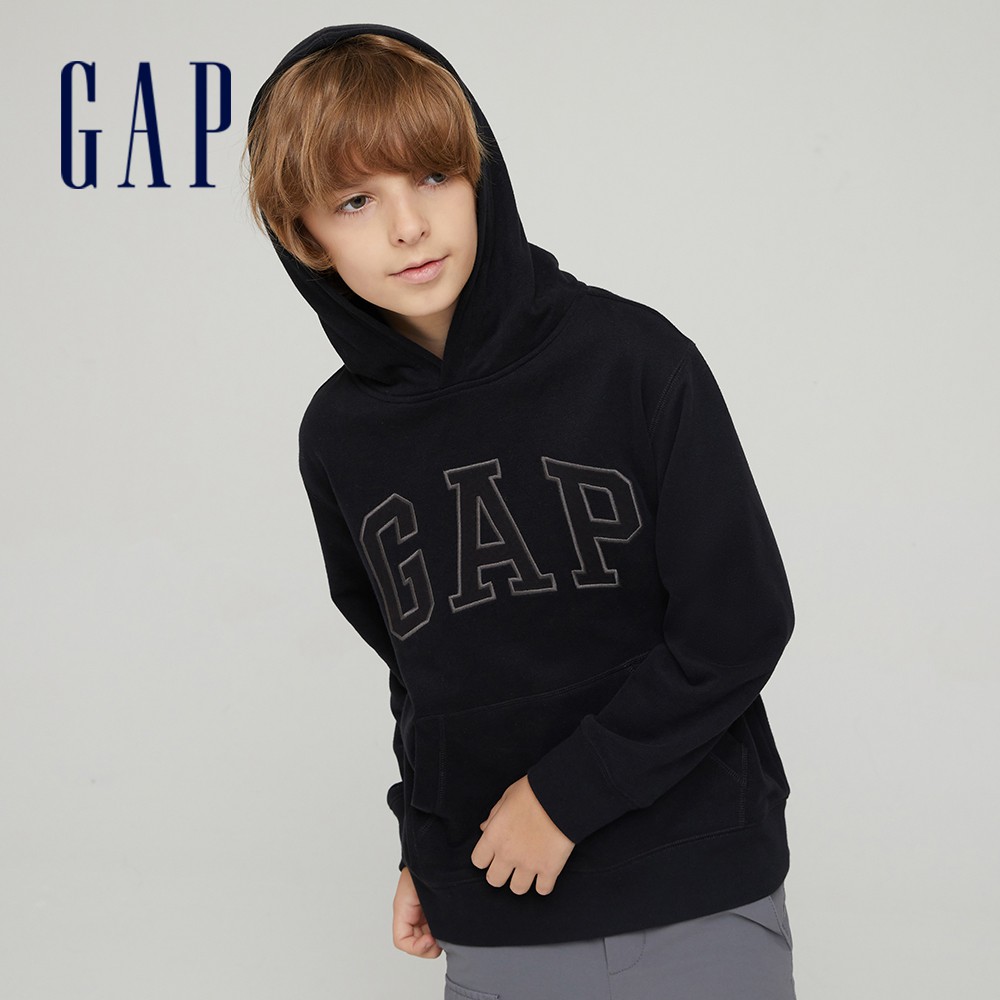 Gap 男童裝 Logo帽T-黑色(682159)