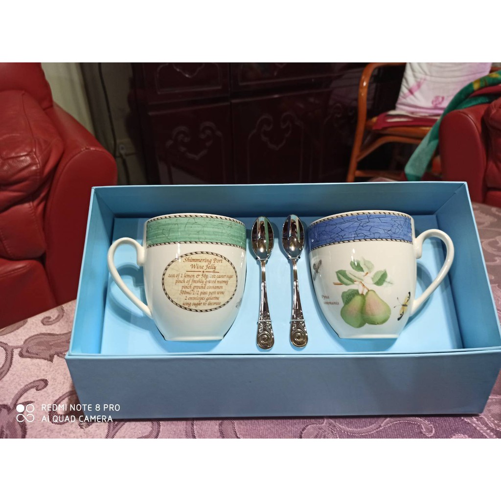 全新_WEDGWOOD  莎拉花園 英國品牌 咖啡對杯 瓷器 馬克杯 禮盒