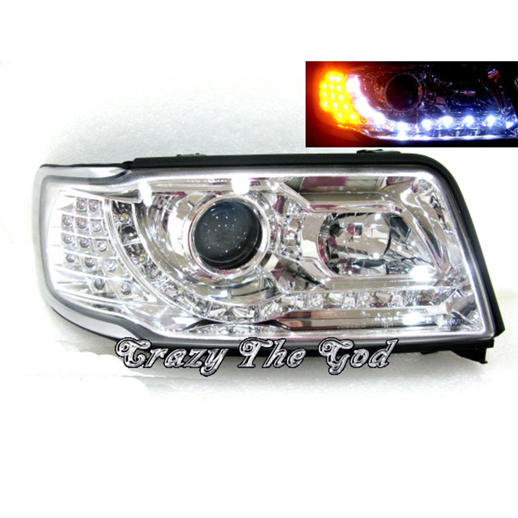 出清價-卡嗶車燈 適用於 AUDI 奧迪 100 C4 MK4 91-94 四門車/五門車 魚眼R8款 大燈 電鍍