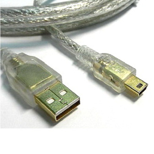USB2.0 A公-MINI 5P公鍍金透明強化線 50cm –CB1341