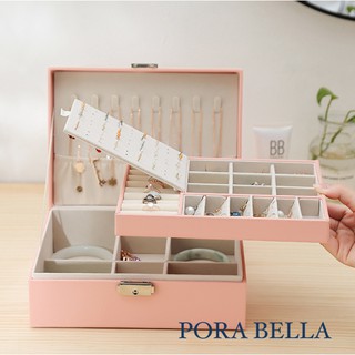 <Porabella>升級款皮革首飾盒 珠寶盒 旅行旅遊 絨布盒飾品盒 飾品戒指項鍊耳環耳夾收納 手錶收納盒防水