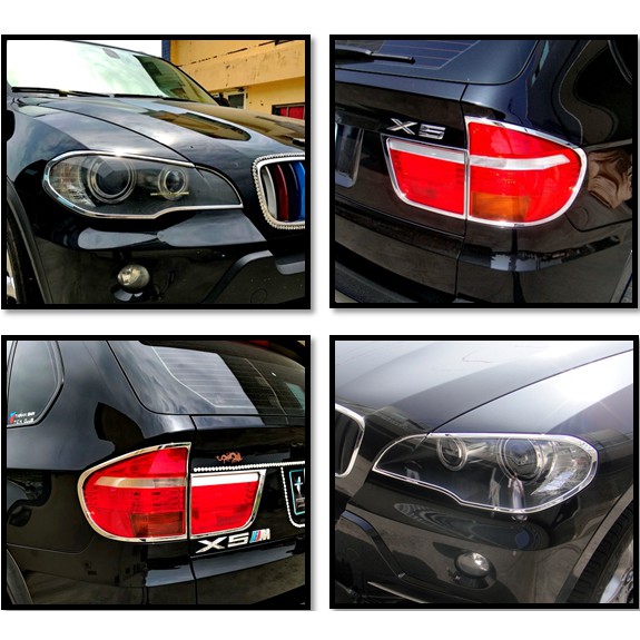 圓夢工廠 BMW X5 E70 2006~2011 改裝 鍍鉻銀 車燈框 前燈框 後燈框 斜坡安全 車輪擋 摺疊置物籃