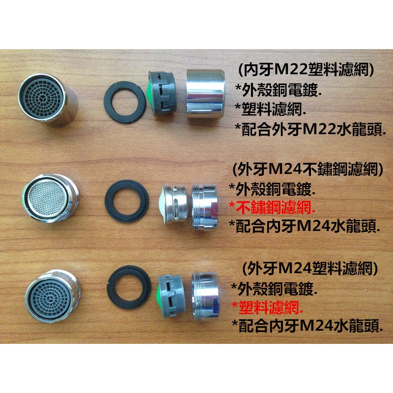水龍頭起泡器更換配件 (內牙M22塑料濾網)(外牙M24不鏽鋼濾網)(外牙M24塑料濾網)