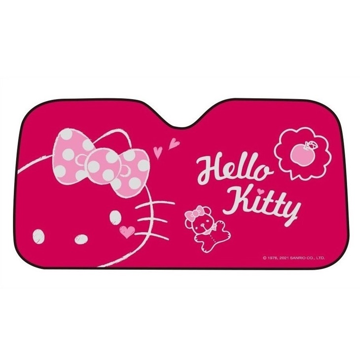 Hello Kitty 炫彩系列 前檔玻璃車用氣泡抗UV 前擋遮陽板 簾 桃紅 PKTD012P-13