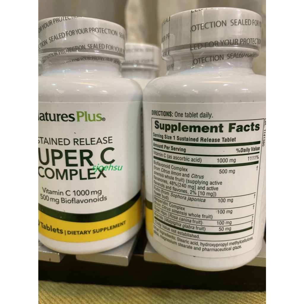 NaturesPlus, 緩釋型超級維生素C-1000mg ，60 錠，含生物類黃酮500mg，黃金比例2:1