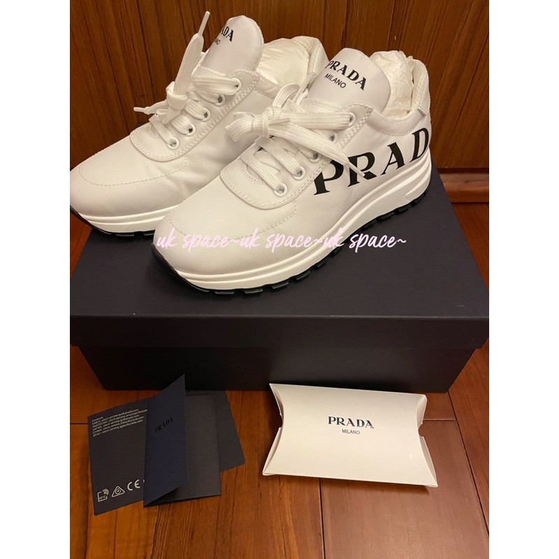 全新 真品 Prada 白色 增高 球鞋 運動鞋