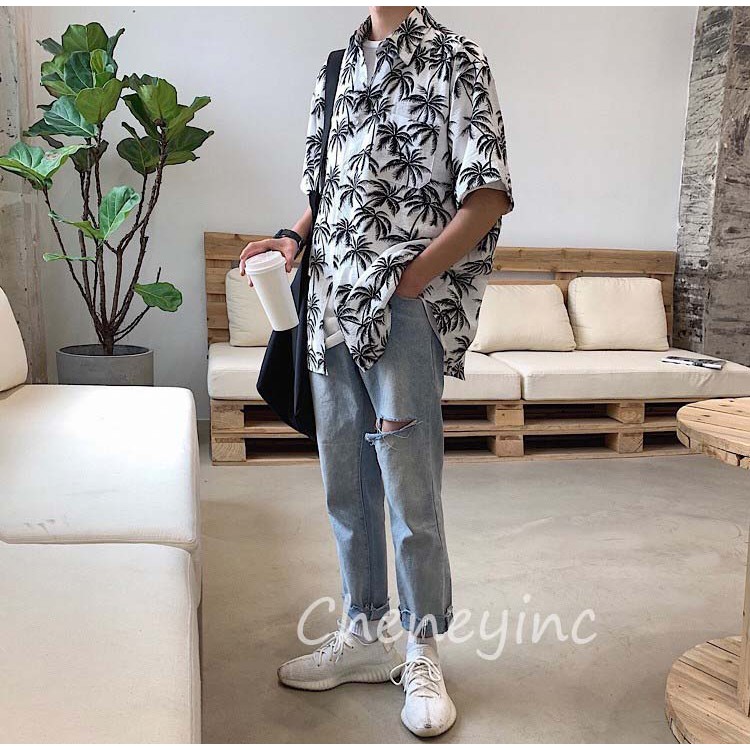 Cheneyinc 度假風2色椰子短袖襯衫情侶裝海灘澎湖旅遊花火節現貨 預購 蝦皮購物