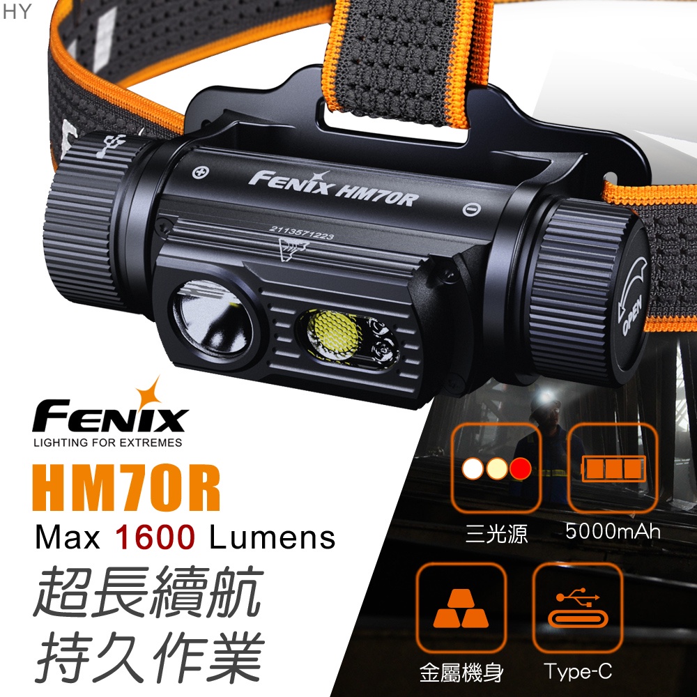 【IUHT】FENIX HM70R 三光源可充電工業頭燈