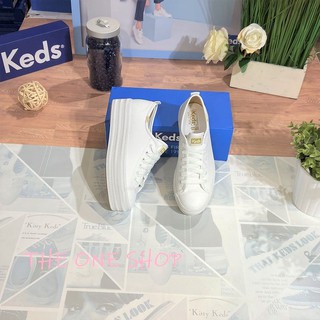 Keds 侯佩岑 小白鞋 厚底 加厚 4公分 皮革 白色 全白 基本款 增高 防潑水 經典款 帆布鞋 WH61626