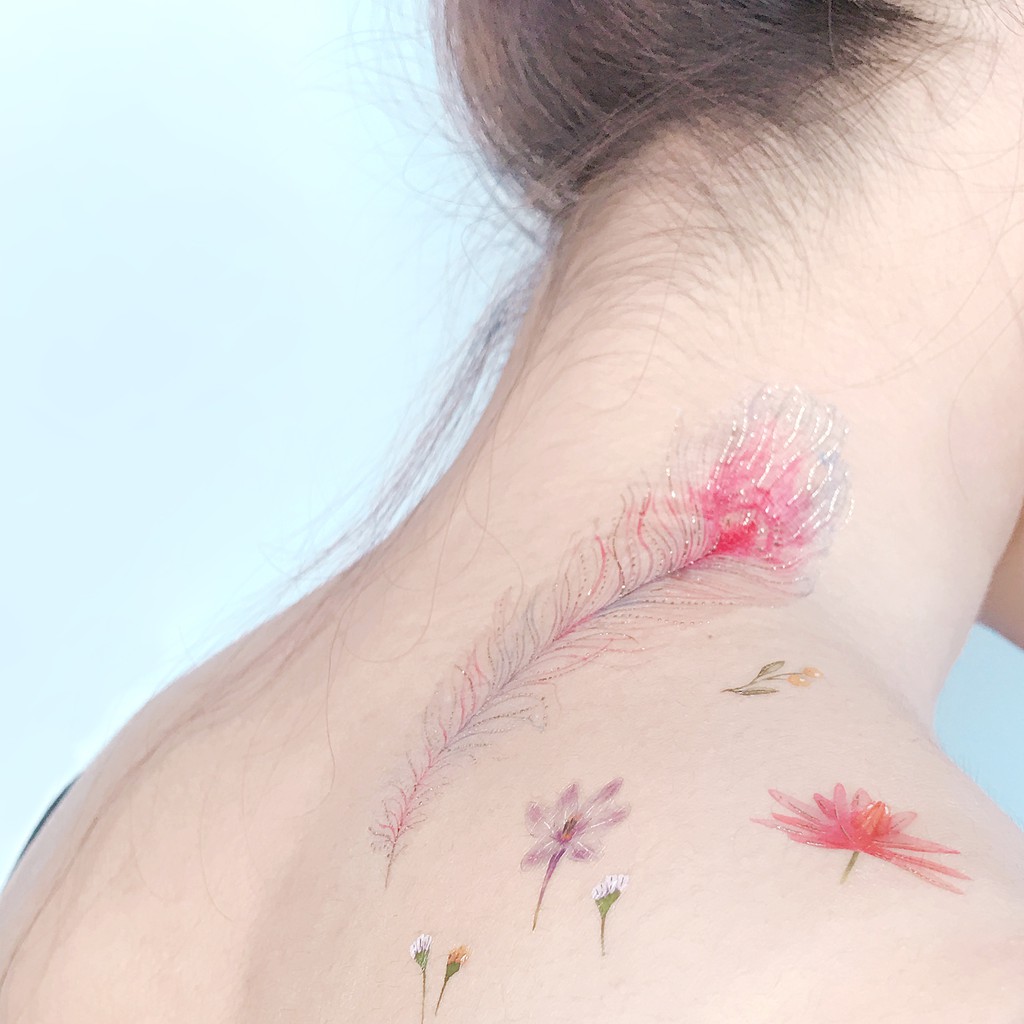 賽姬的羽毛  -2入 防水燙金刺青紋身貼紙