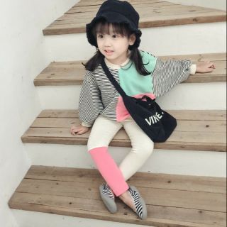 🍄小蘑菇童衣 韓國款 馬卡龍撞色條紋上衣