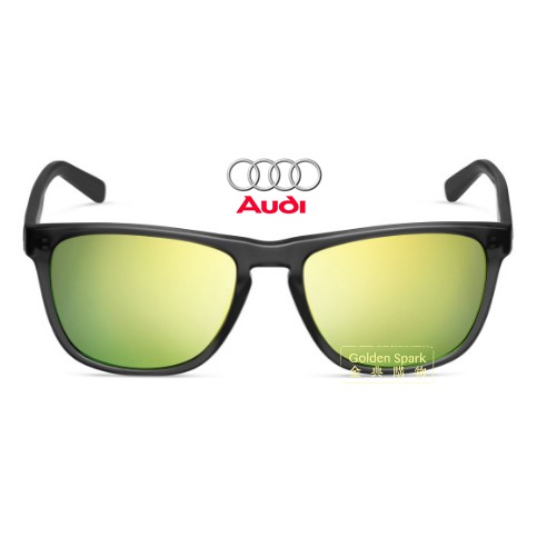 Audi quattro 尊爵黑黃雙色鏡面太陽眼鏡 德國原裝〖黑框 膠框 粗框 運動 水銀鏡面 安全鏡片 抗UV400〗