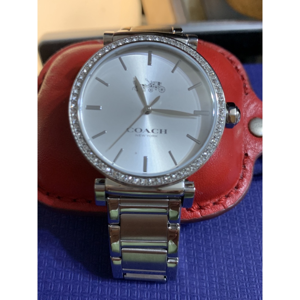 (全新)COACH 銀色鑲鑽手錶 美國代購購入 附盒子