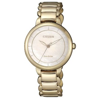 CITIZEN 星辰錶 EM0673-83D 簡約光動能時光螺旋女錶 /金 31mm