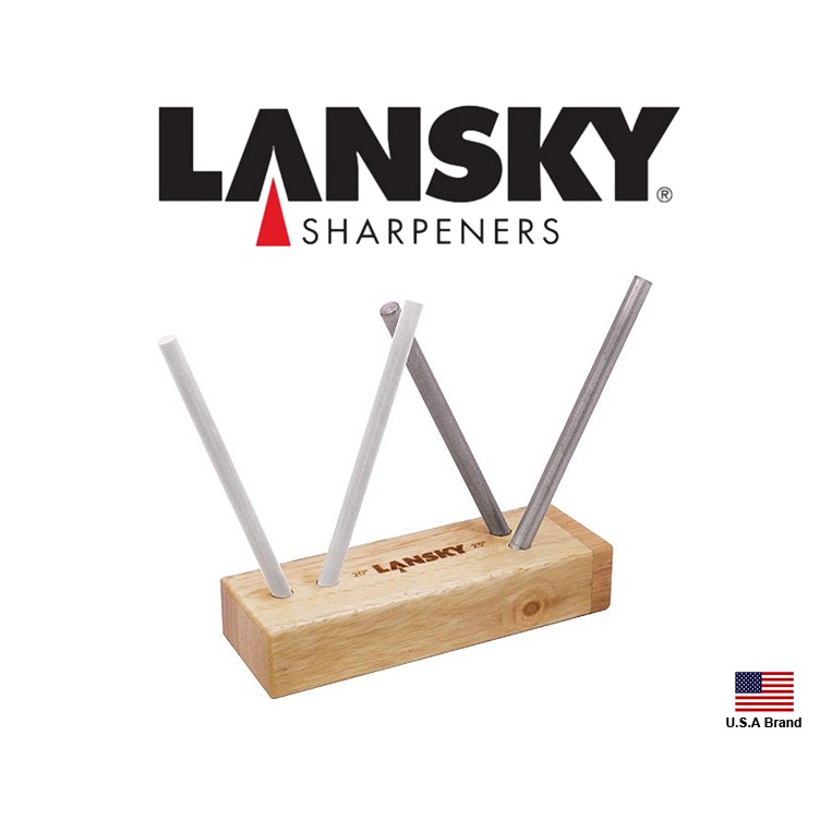 Lansky美國磨刀器Turn Box 4陶瓷棒雙角度木座磨刀系統,美國製造【LS4ROD】