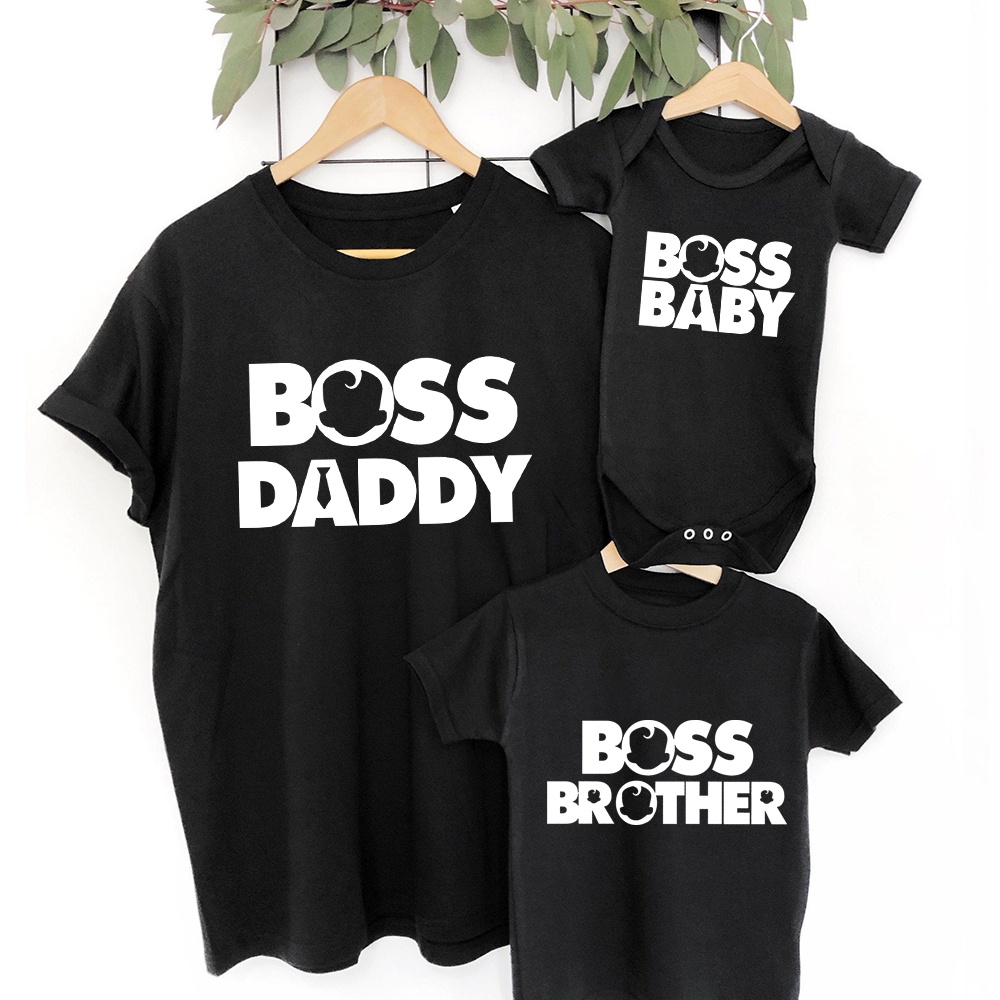 Boss Baby 家庭襯衫爸爸和孩子配套 Boss 襯衫嬰兒公告襯衫 Boss Daddy 緊身衣褲 The Boss