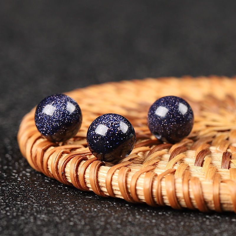 滿10顆送1顆手工製作手串珠子材料 星空藍沙金沙虎眼石自製散珠隔珠配件