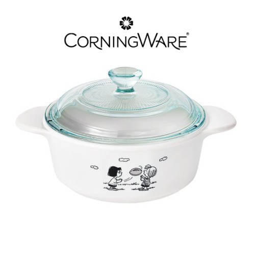 [CORNINGWARE] SNOOPY 史努比 帶蓋黑白圓形砂鍋（0.8L / 1.2L / 2.2L）