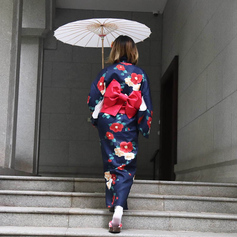 日本和服復古cos正裝改良京都少女可愛紅色山茶花浴衣原宿風寫真 蝦皮購物