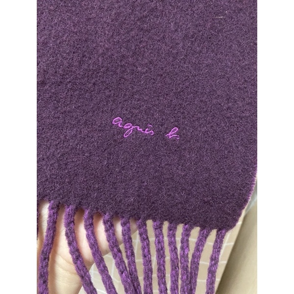 近新 Agnes b紫色雙色圍巾