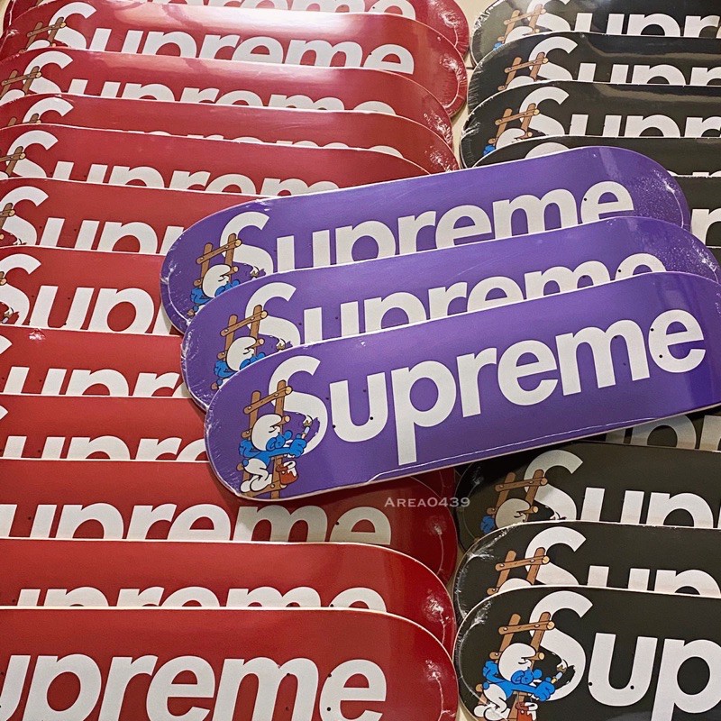 【area0439】2020 秋冬 Supreme Smurfs Skateboard 藍色 小精靈 滑板 Logo