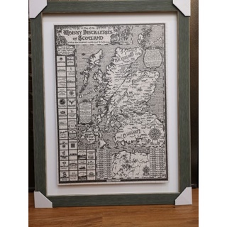 英國藝術家 手繪 蘇格蘭 威士忌地圖 蒸餾廠地圖 拼圖（已錶框）