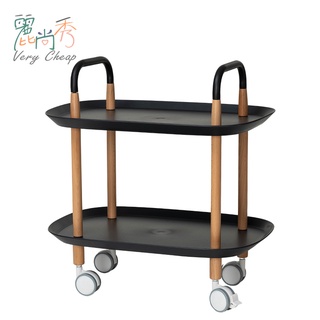 【臺灣出貨】茶几 木質置物推車 茶几桌 邊桌 收納車 手推車 廚房推車 餐車 雙層推車 北歐風 麗尚秀【A105】