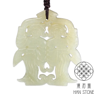 【漢石齋】天然A貨 和田白玉 戰國舞人佩玉佩吊墜(43*47*5mm)