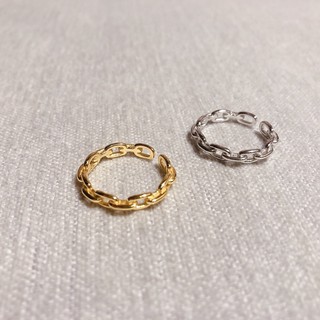 XS.SUNSHINE - 小鏈條 // S925純銀 可調式開口戒 戒指 飾品 現貨 金戒 銀戒 銀飾